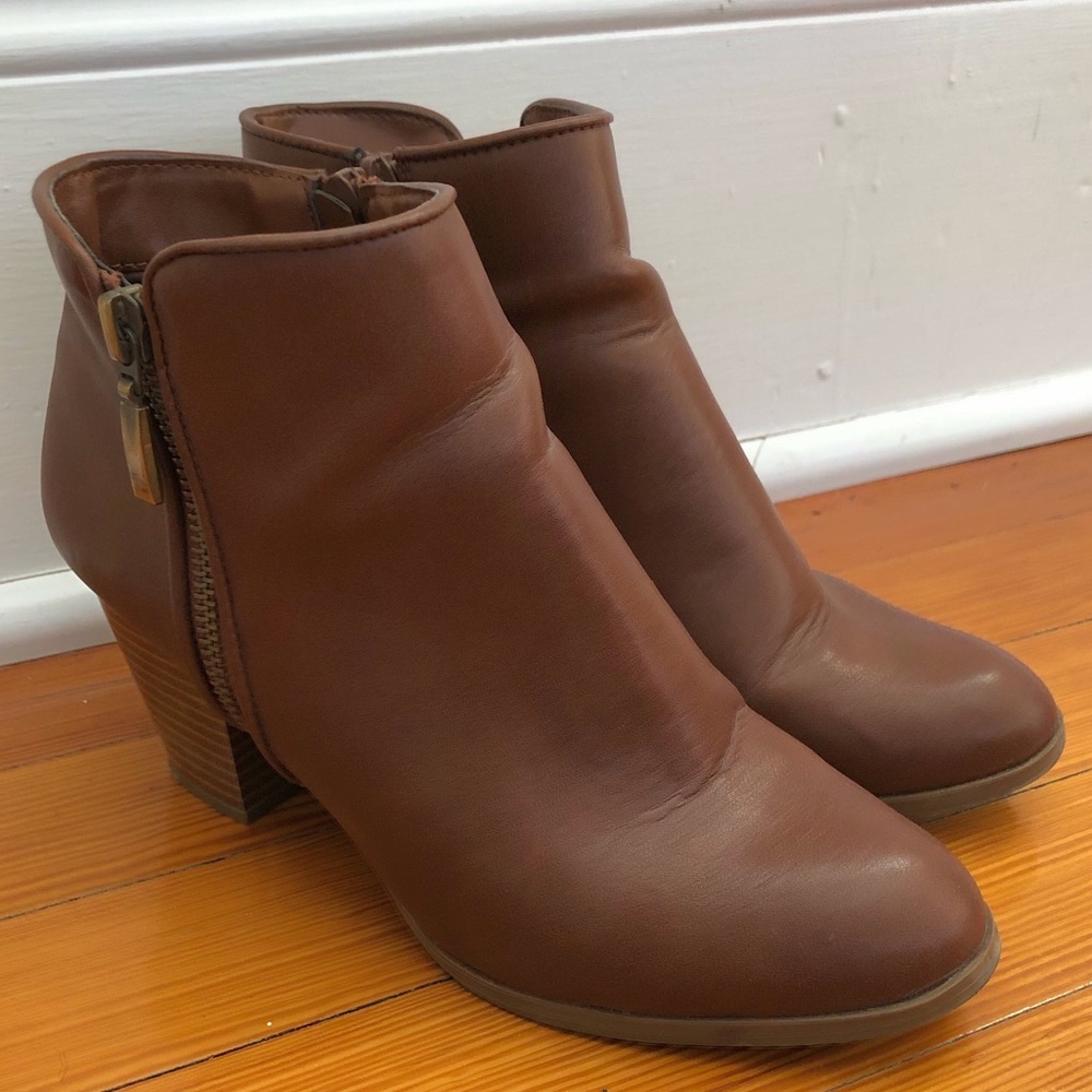 Style & Co Brown Leather Booties